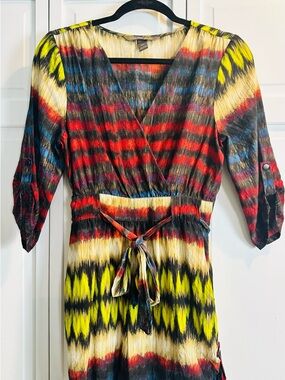 Colorful Ikat Wrap-Style Romperwith Tie Waist